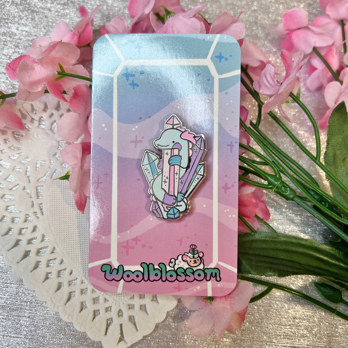 Jewel the Crystal Dragon ~ Enamel Pin – Woolblossom