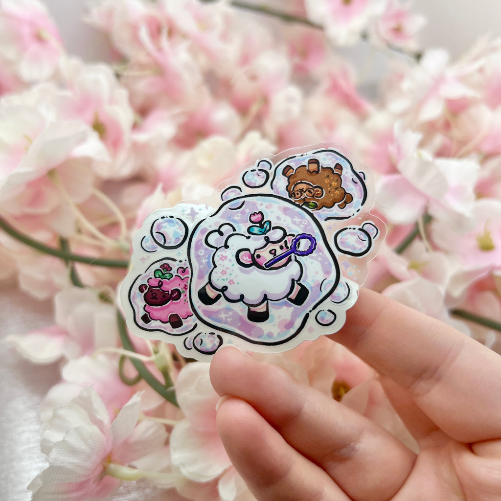 Floating Bubble Sheep ~ CLEAR Sticker Sticker Woolblossom   