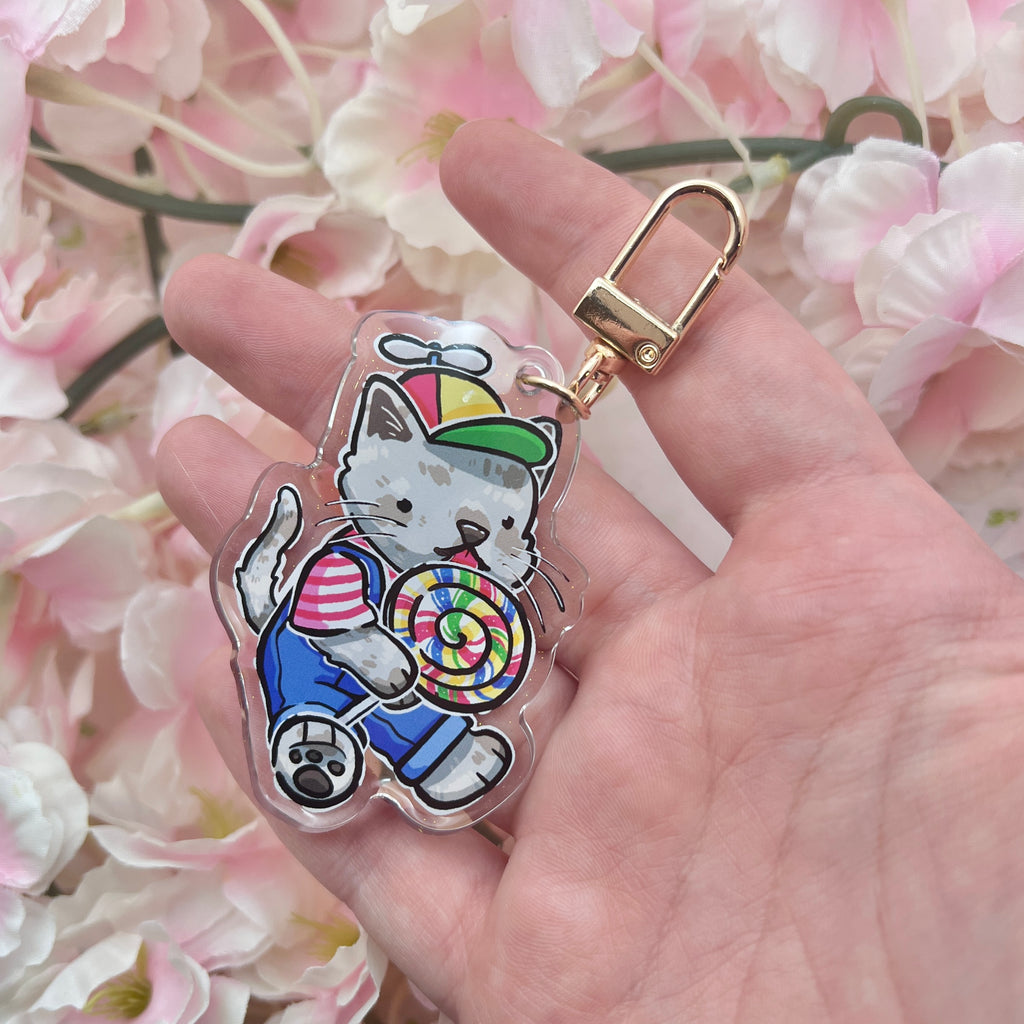 Silly Dilute Kitty ~ Glitter Acrylic Keychain Charm Sticker Woolblossom   