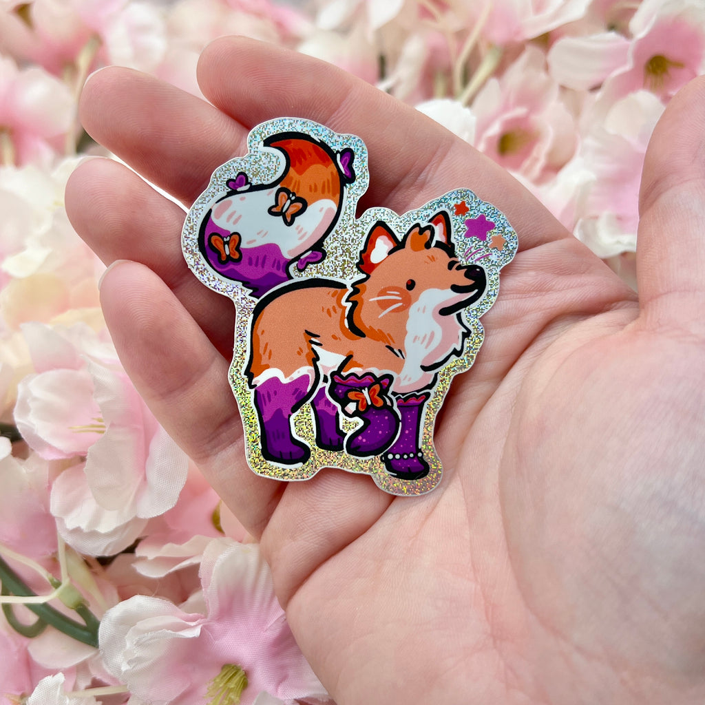 Lesbian Colored Fox ~ Pixie Dust Glitter Sticker Sticker Woolblossom   