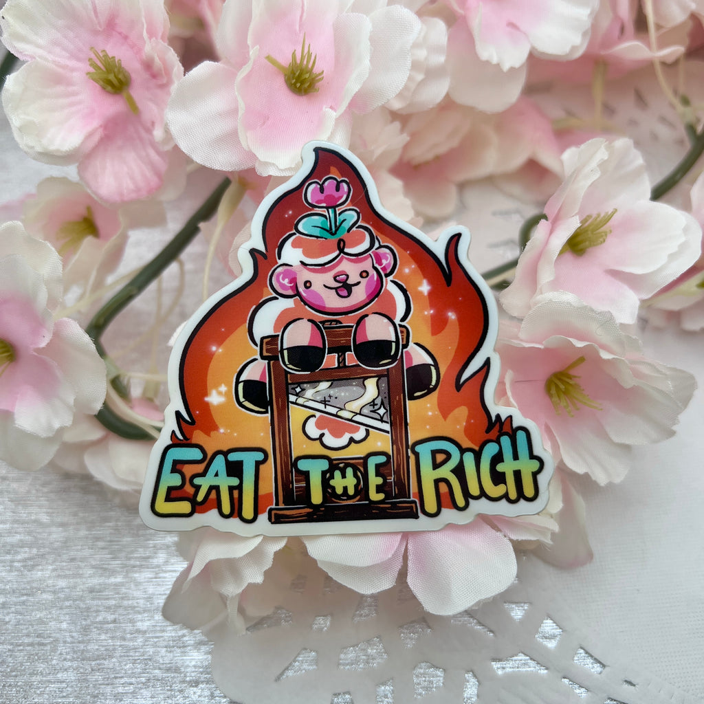 "Eat the Rich" Guillotine Sprout ~ Glow in the Dark Sticker Sticker Woolblossom   