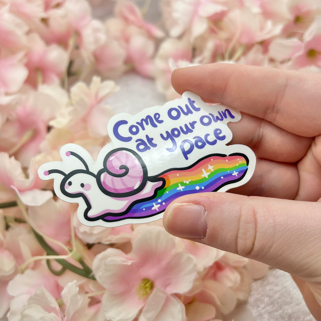 "Come Out at Your Own Pace" Snail Rainbow ~ Sticker Sticker Woolblossom   