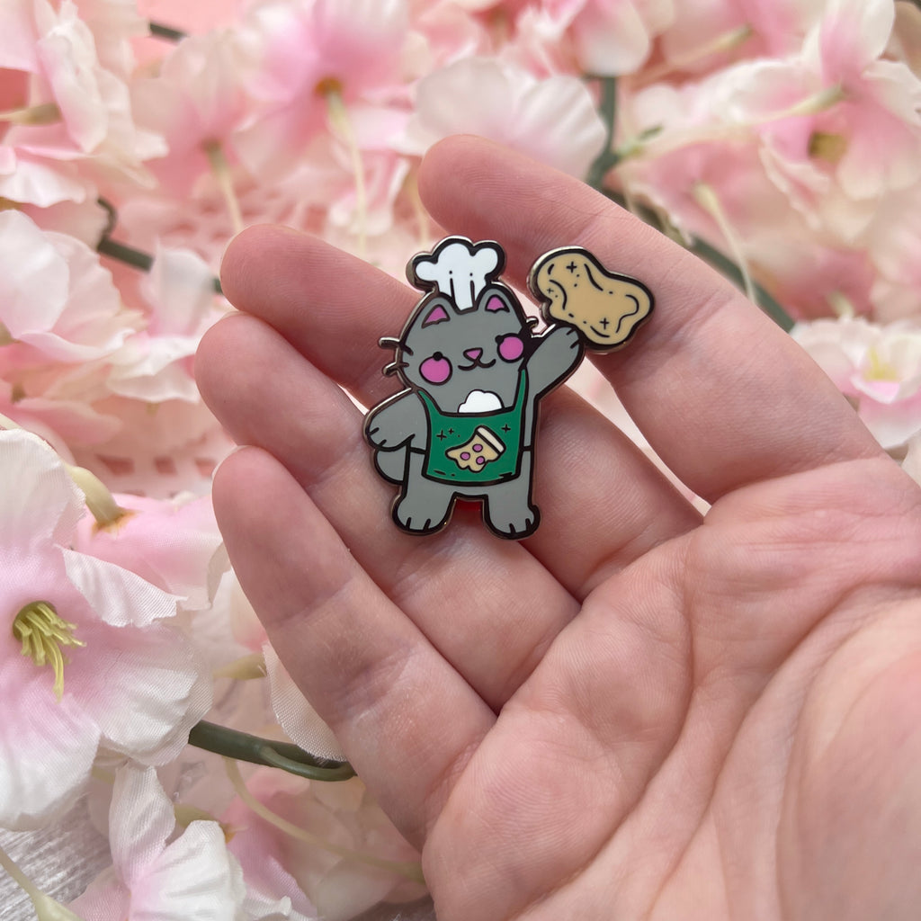 Pizza Chef Cat ~ Enamel Pin Enamel Pin Woolblossom   