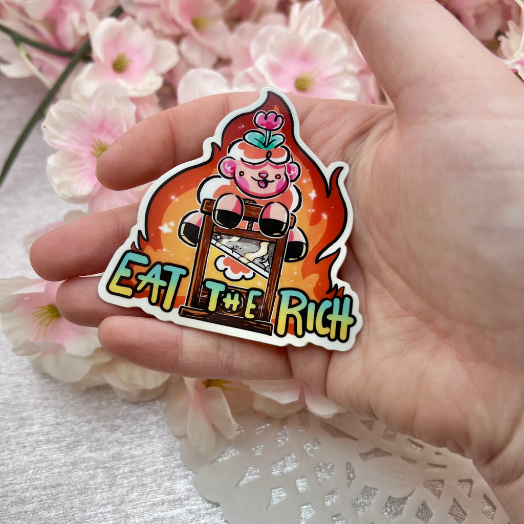 "Eat the Rich" Guillotine Sprout ~ Glow in the Dark Sticker Sticker Woolblossom   