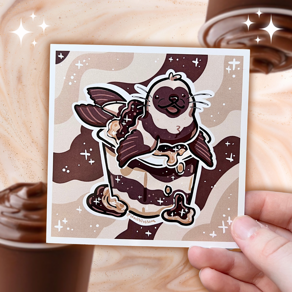 Chocolate Vanilla Seal Pudding ~ Print Print Woolblossom   