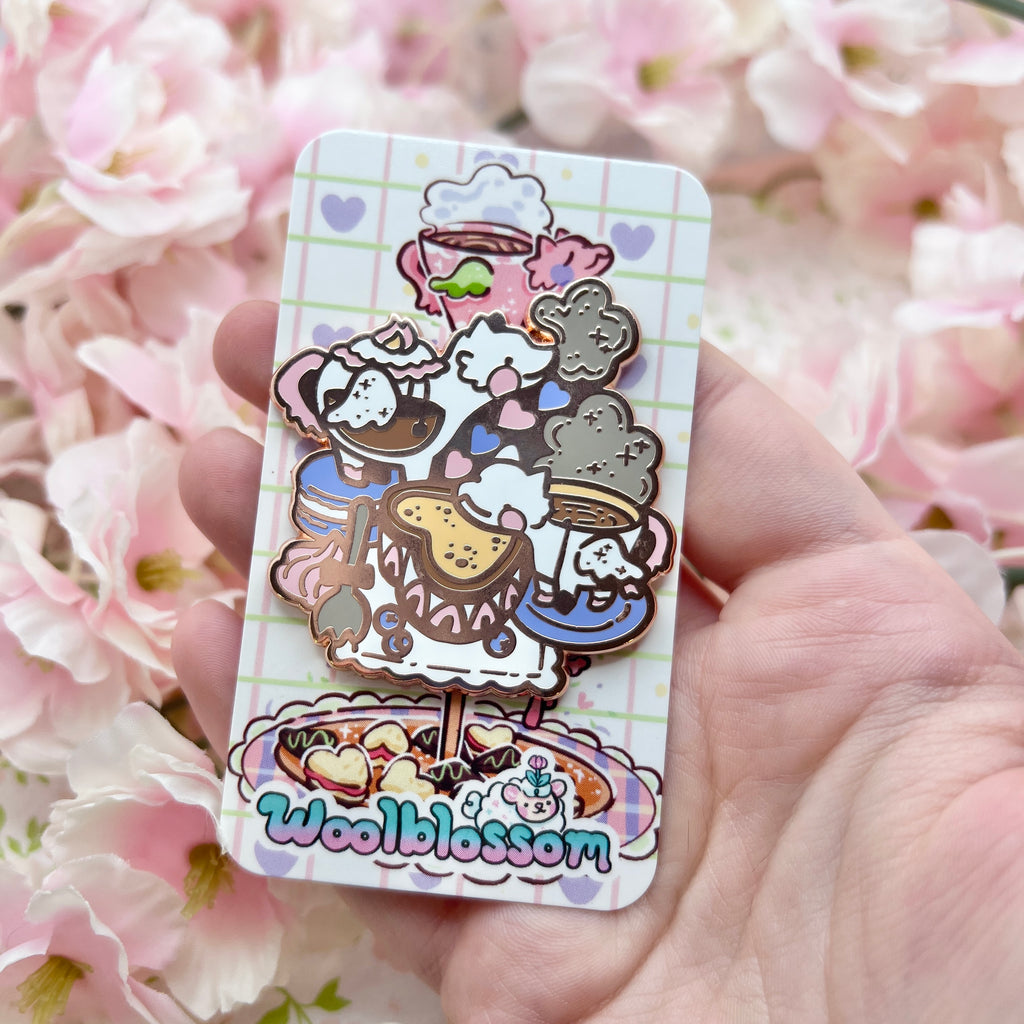 Teapot and Teacup Dragon Tea Party ~ Enamel Pin Enamel Pin Woolblossom   