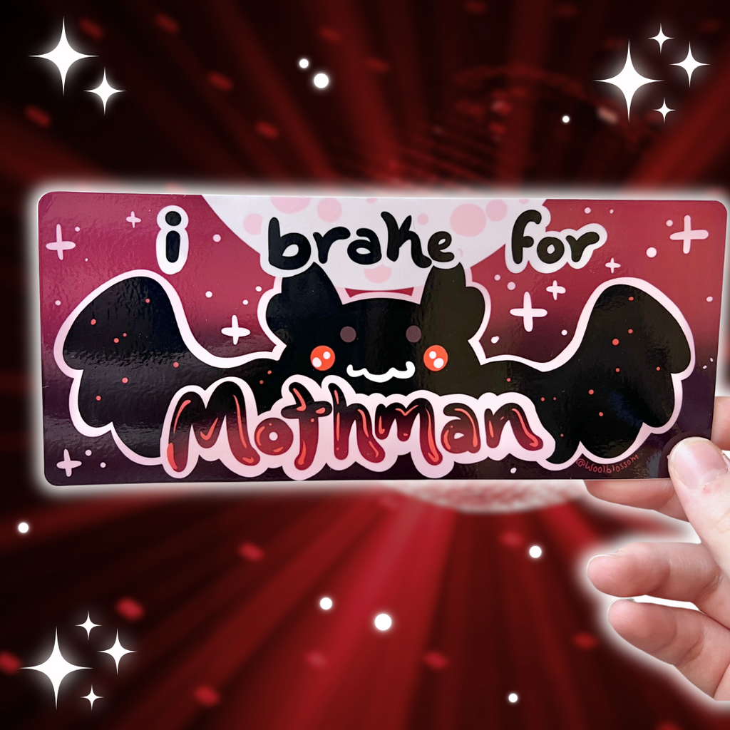 "I Brake for Mothman" ~ Bumper Sticker Bumper Sticker Woolblossom   