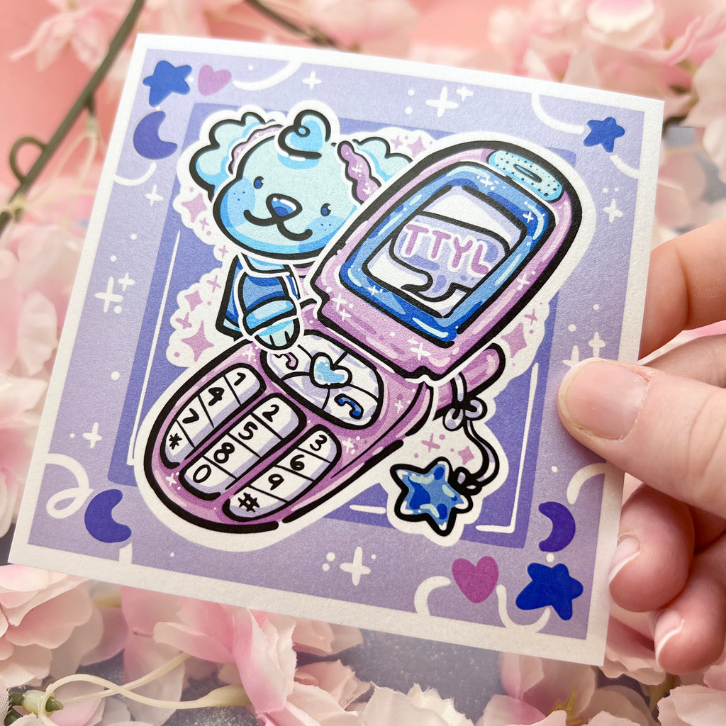 TTYL Retro Phone Sky ~ Shimmer Print Print Woolblossom   