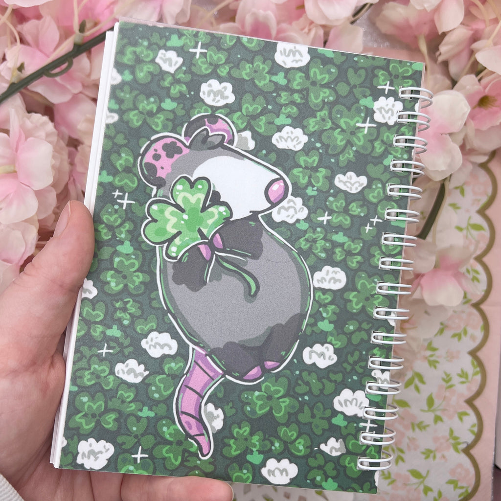 Lucky Clover Opossum ~ Mini Reusable Sticker Book  Woolblossom   