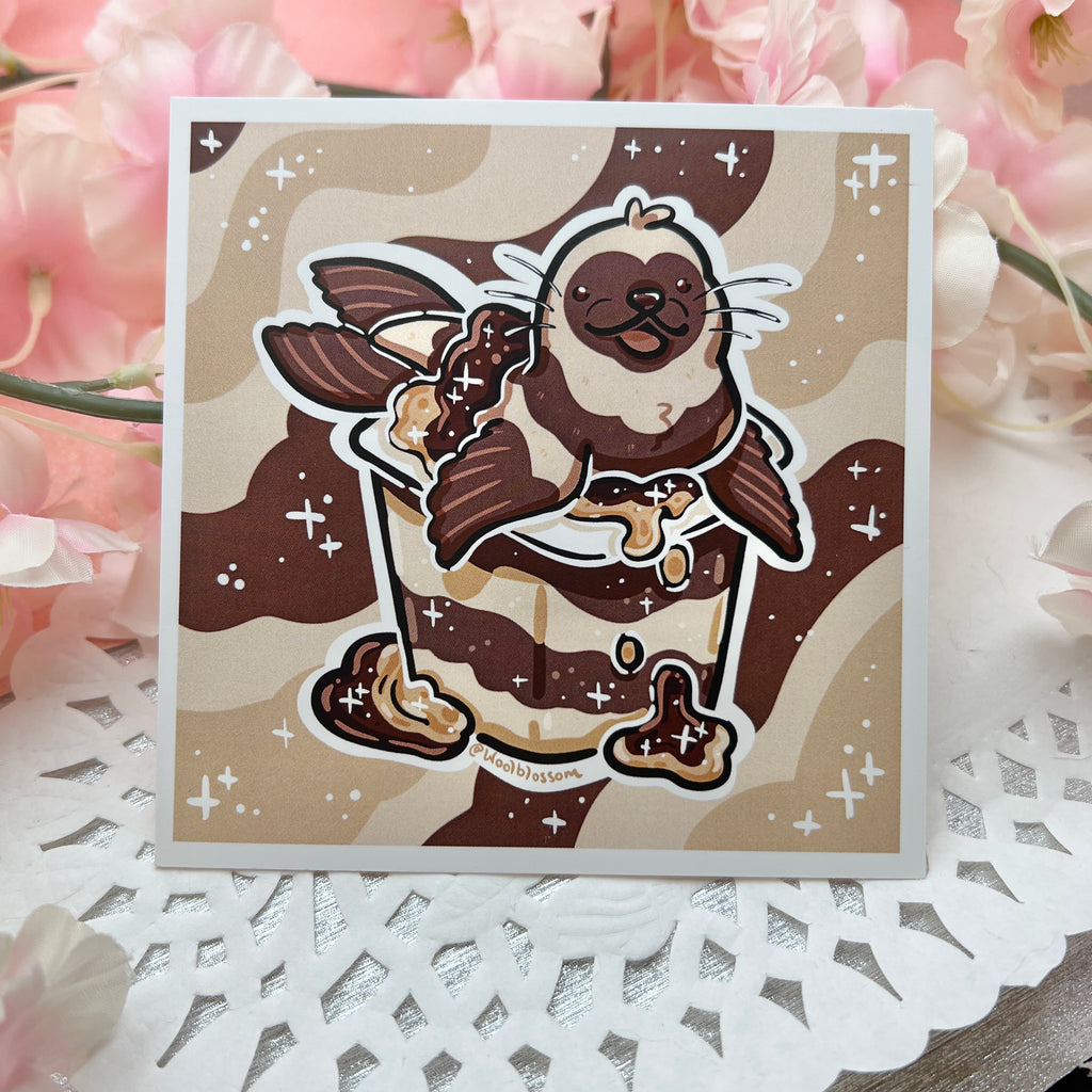 Chocolate Vanilla Seal Pudding ~ Print Print Woolblossom   