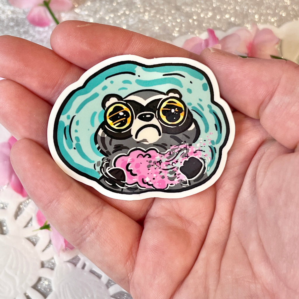 Raccoon's Cotton Candy Treat Dissolving Away </3 ~ Sticker  Woolblossom   