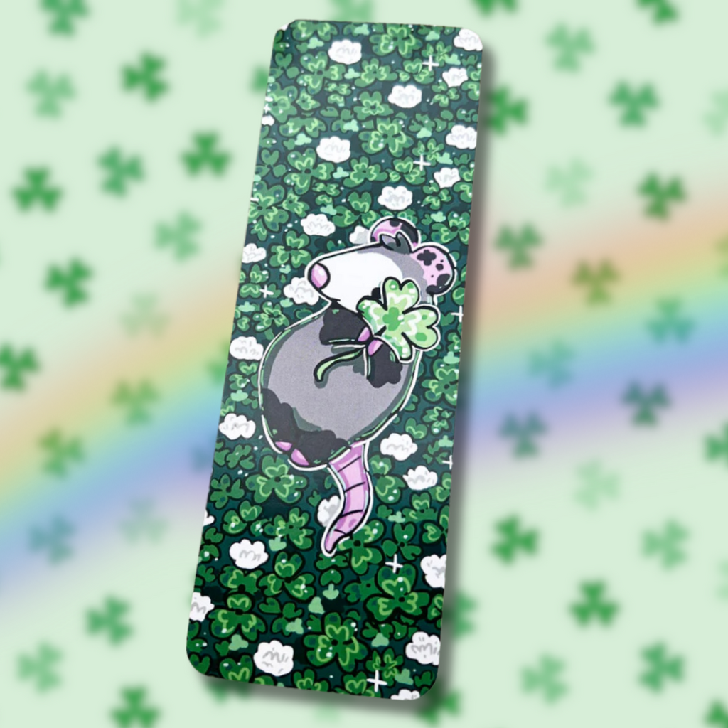 Lucky Clover Opossum ~ Bookmark  Woolblossom   