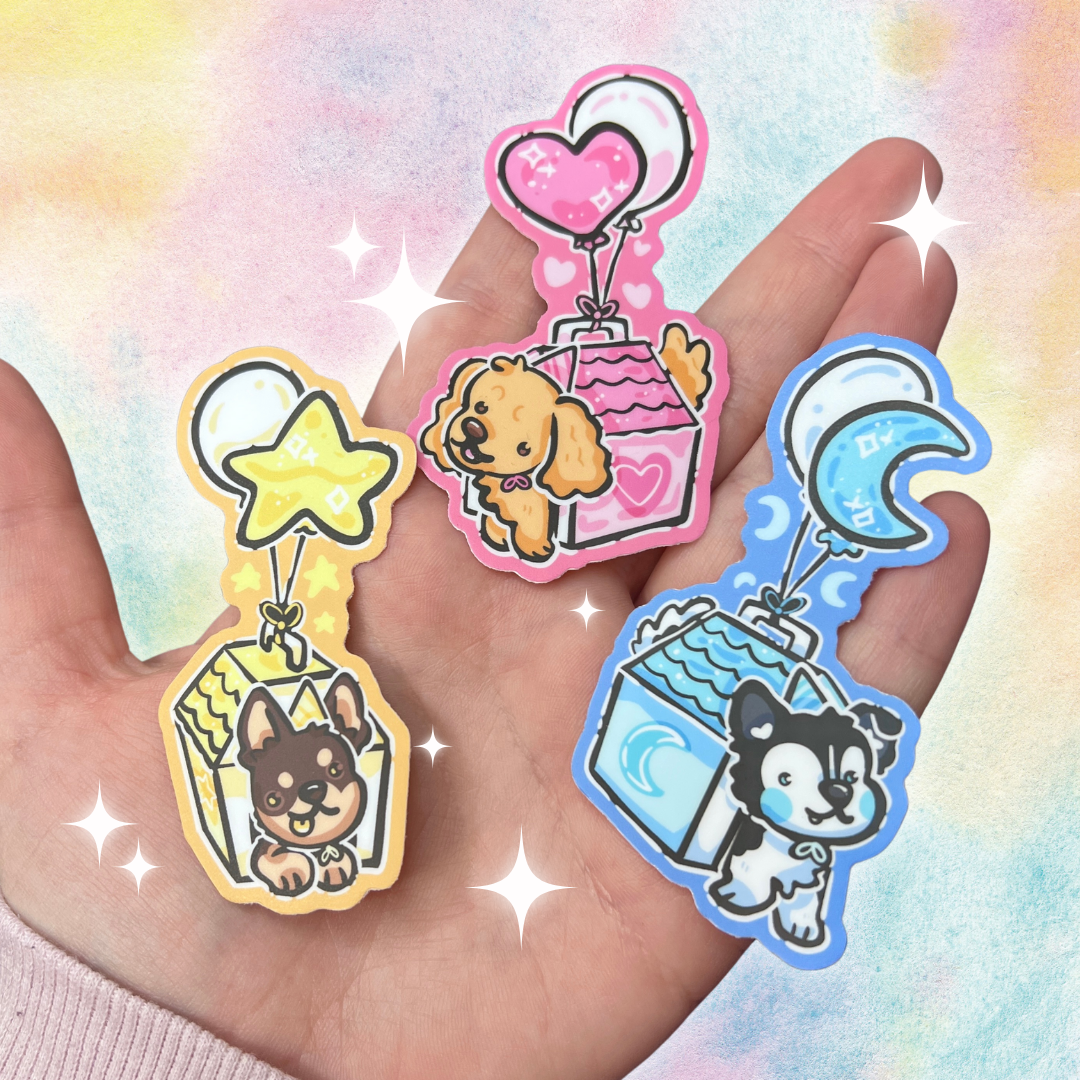 Gotcha Celebration Puppies ~ Sticker Trio – Woolblossom