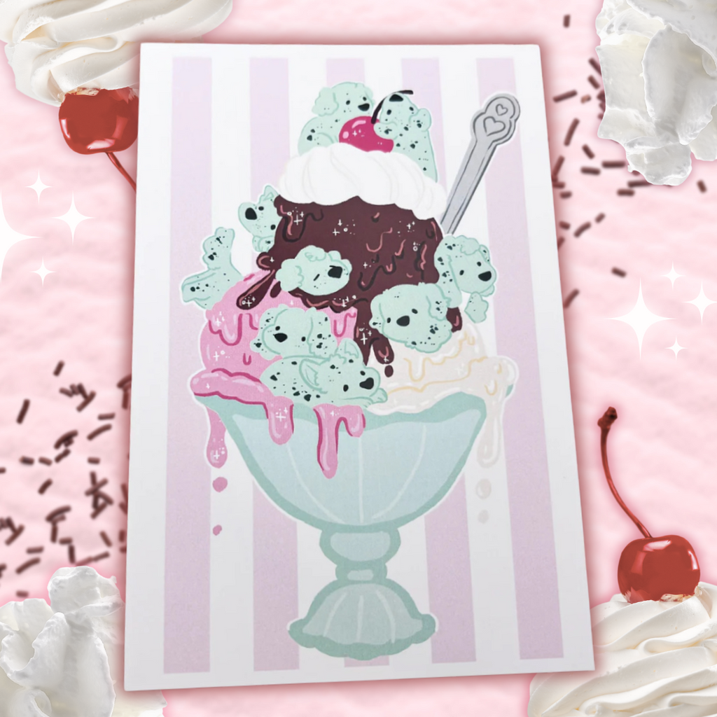 Mint Puppy Ice Cream ~ Print  Woolblossom   