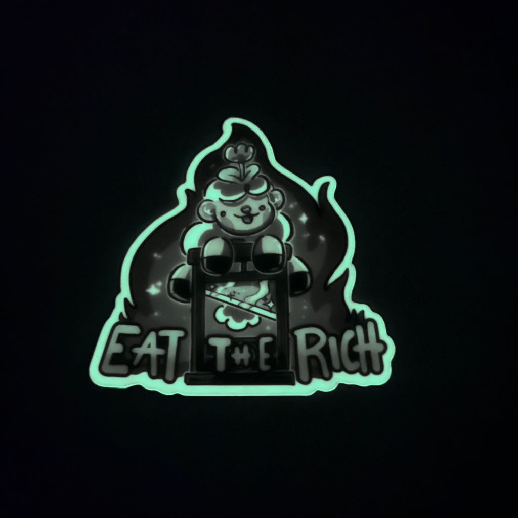 "Eat the Rich" Guillotine Sprout ~ Glow in the Dark Sticker Sticker Woolblossom   