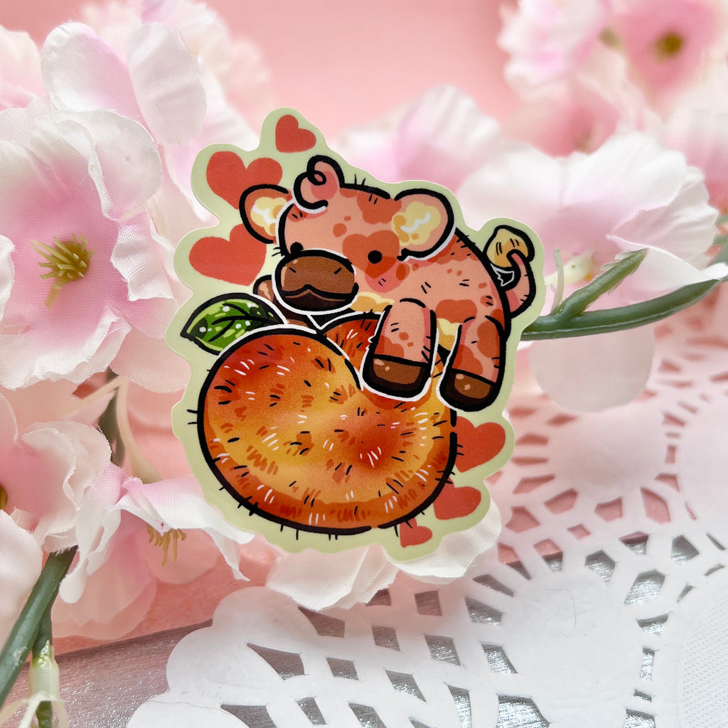 Summer Peach Cow ~ Sticker Sticker Woolblossom   