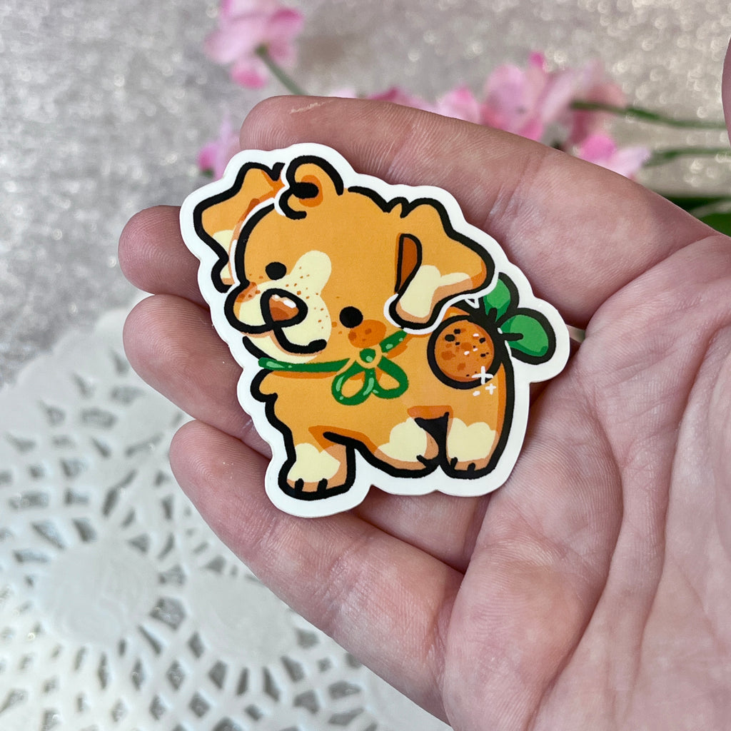 Tangerine Fruit Puppy ~ Sticker  Woolblossom   