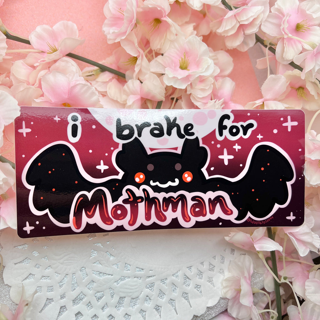 "I Brake for Mothman" ~ Bumper Sticker Bumper Sticker Woolblossom   