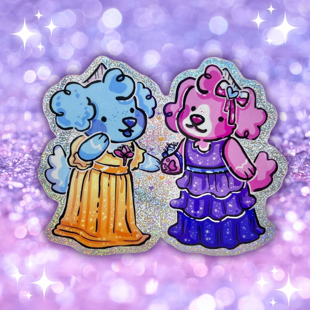 Sky and Pearl Prom Queens ~ Pixie Dust Glitter Sticker  Woolblossom   