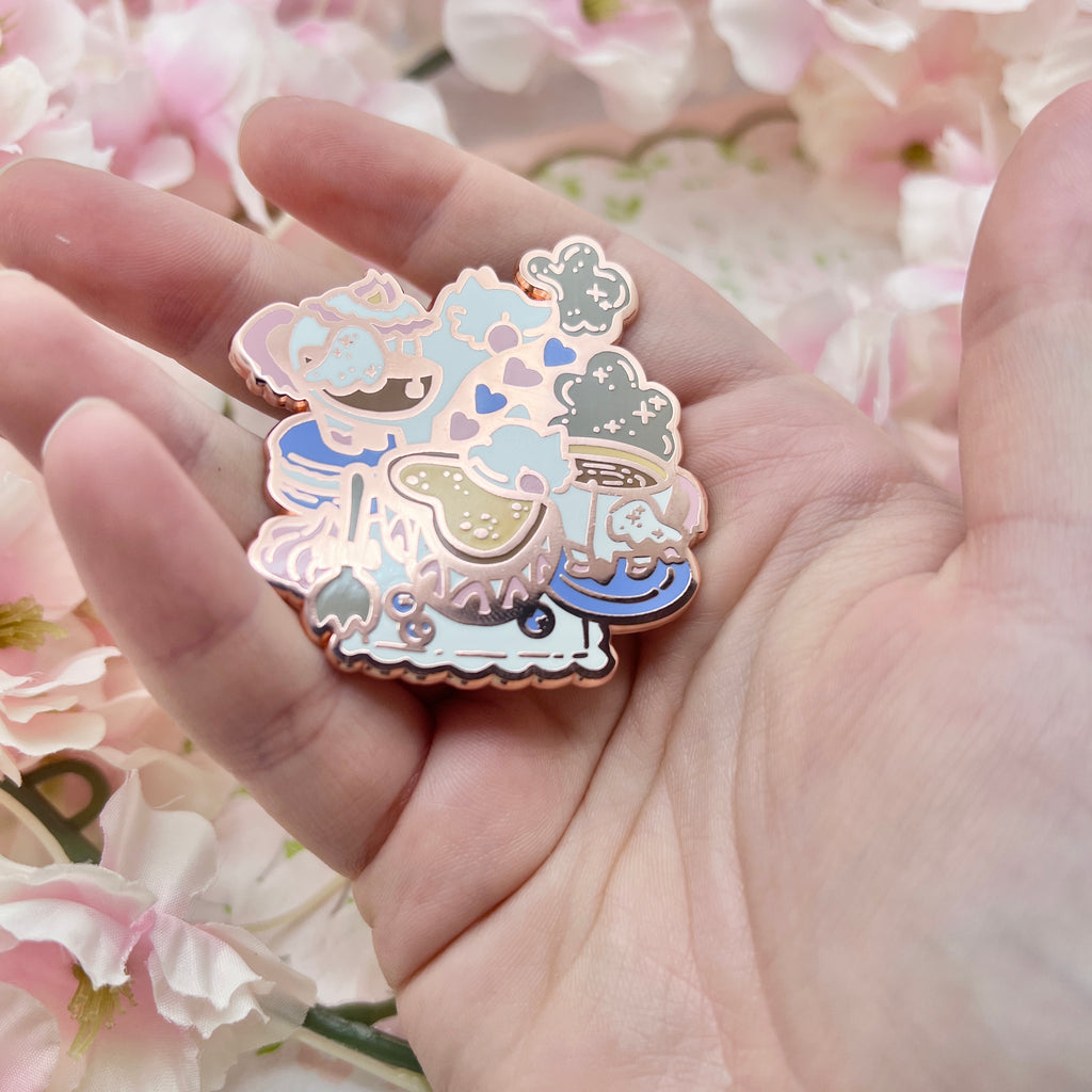 Teapot and Teacup Dragon Tea Party ~ Enamel Pin Enamel Pin Woolblossom   