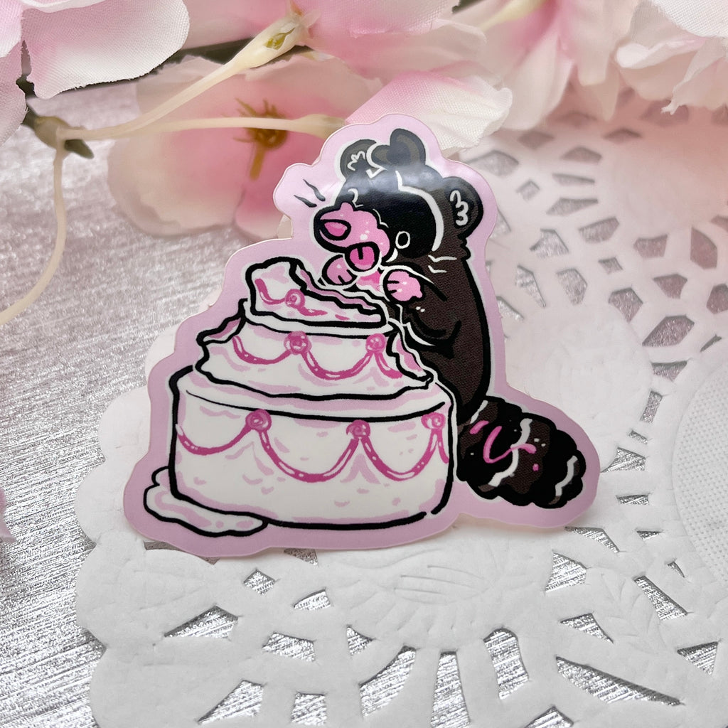 Raccoon Wedding Cake Treat ~ Sticker Sticker Woolblossom   