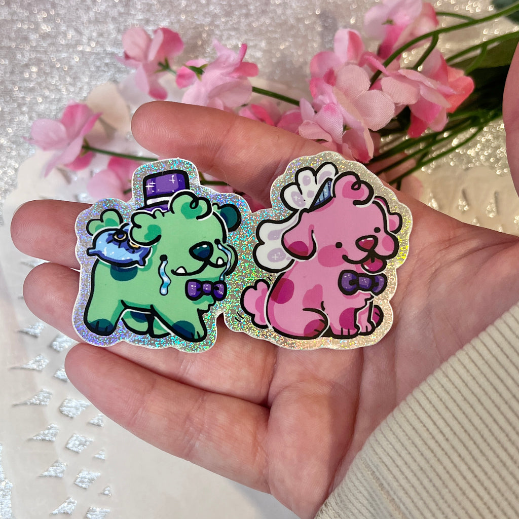 October Patreon Rewards 2023  Woolblossom Pink and Green Wedding Puppies Sticker  