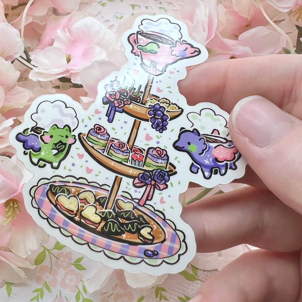 Tiered Tea Cup Dragon Tea Party ~ Sticker Sticker Woolblossom   