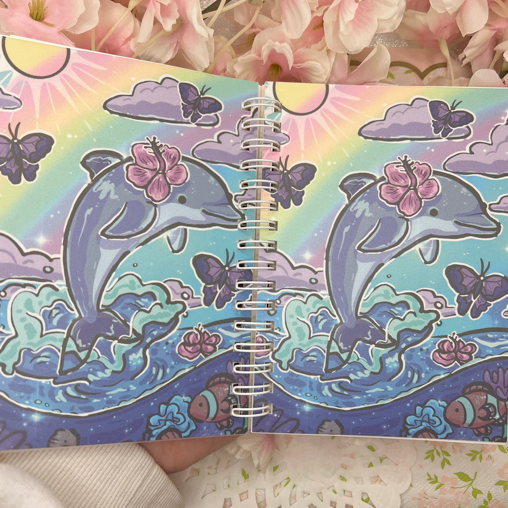 Rainbow Beach Dolphin ~ Mini Reusable Sticker Book  Woolblossom   