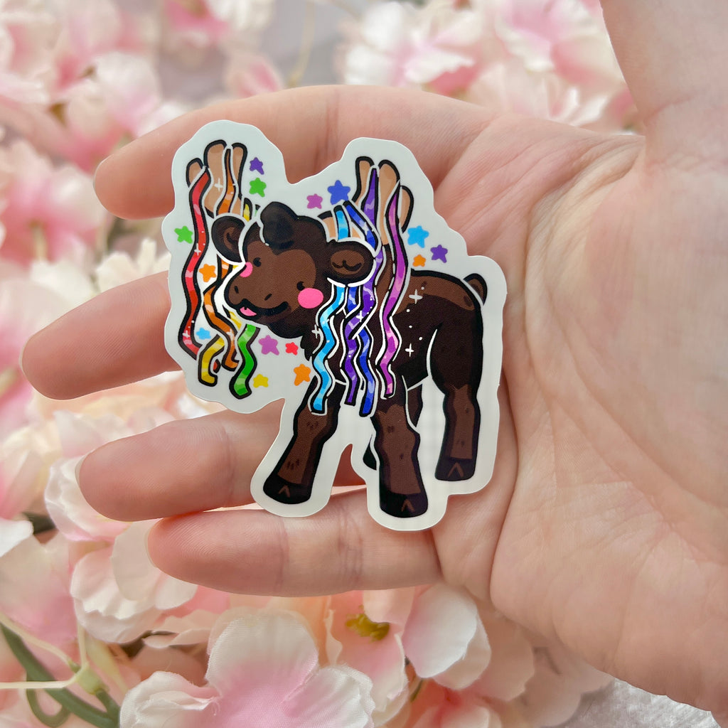 Rainbow Streamer Moose ~ Sticker Sticker Woolblossom   