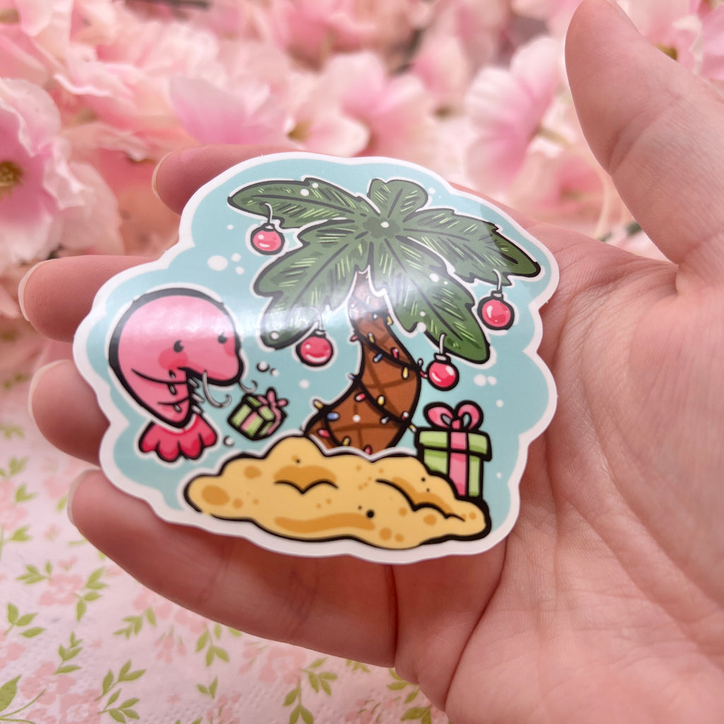 Shrimp Summer Christmas Tree ~ Sticker Print Woolblossom   