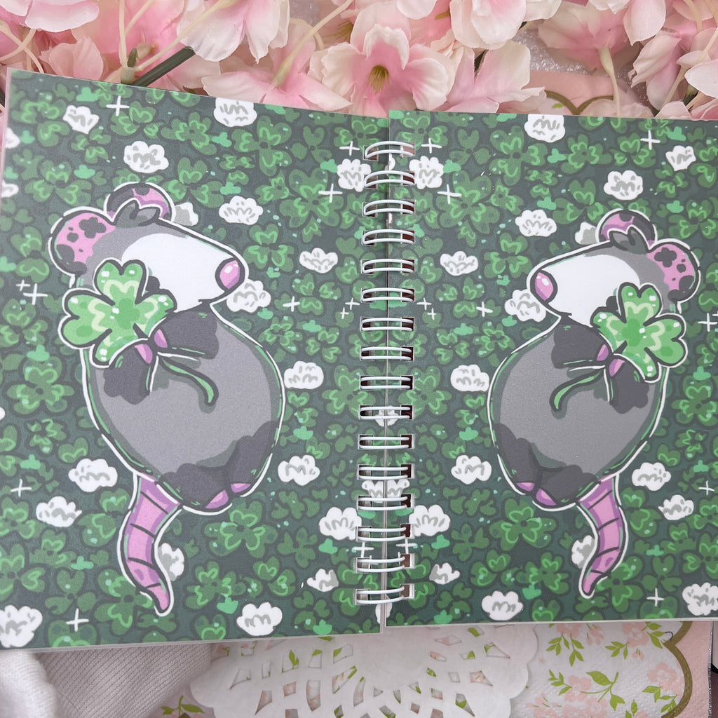 Lucky Clover Opossum ~ Mini Reusable Sticker Book  Woolblossom   