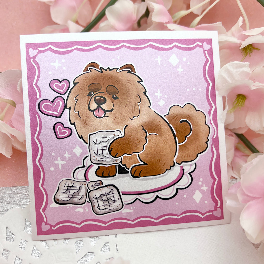 Chow Chow with Puppy Chow ~ Shimmer Print Print Woolblossom   