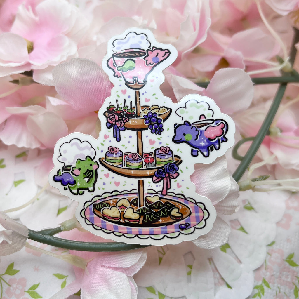 Tiered Tea Cup Dragon Tea Party ~ Sticker Sticker Woolblossom   