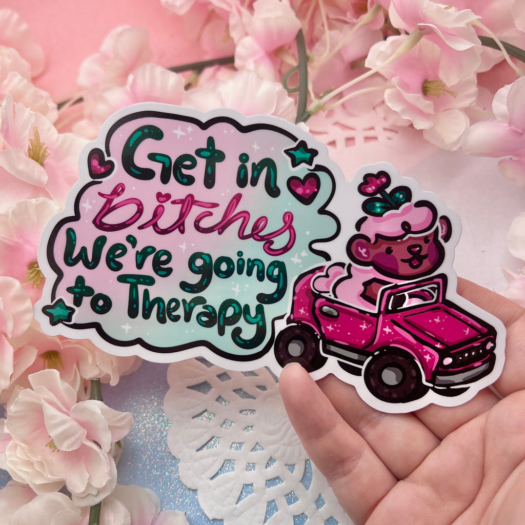 "Get in Bitches, We're Going to Therapy" Tulip ~ Bumper Sticker Bumper Sticker Woolblossom   