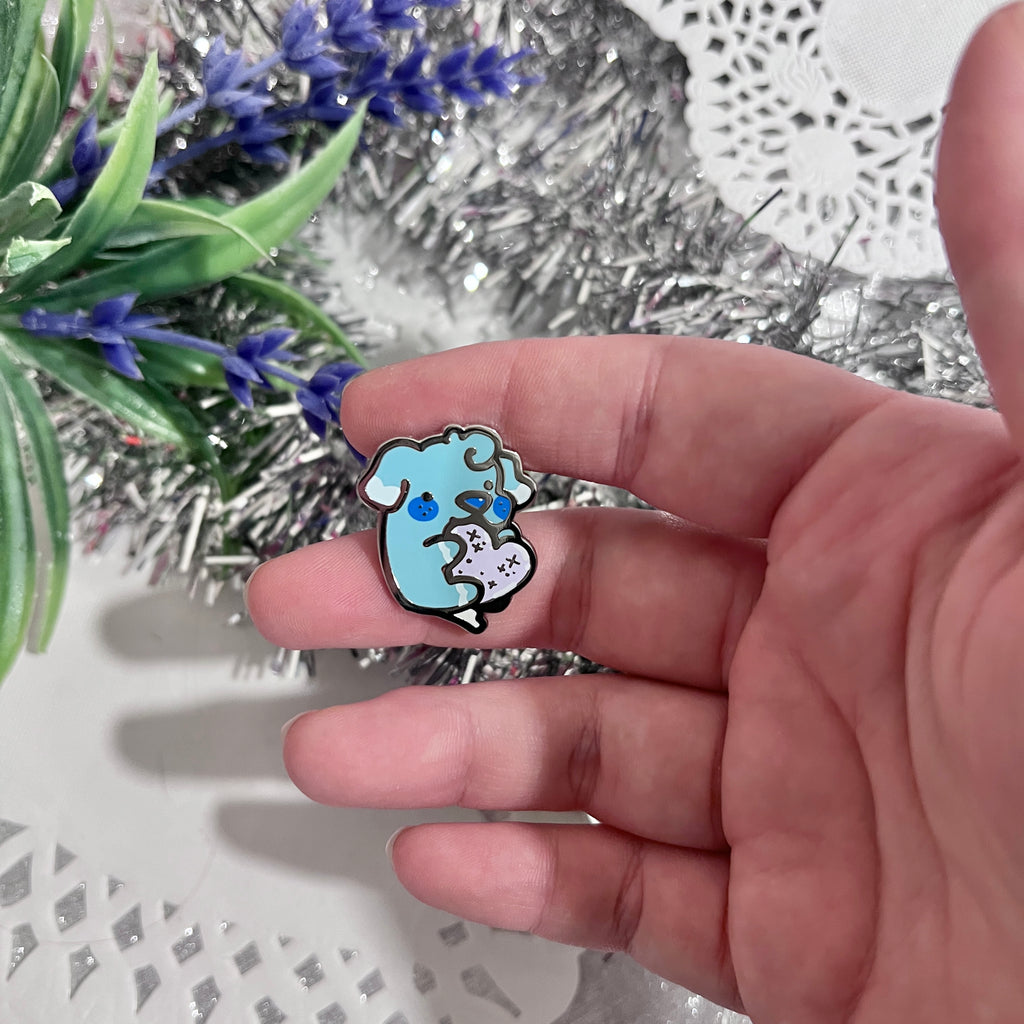 Pearl and Sky Hearts ~ Mini Enamel Pin Duo  Woolblossom   