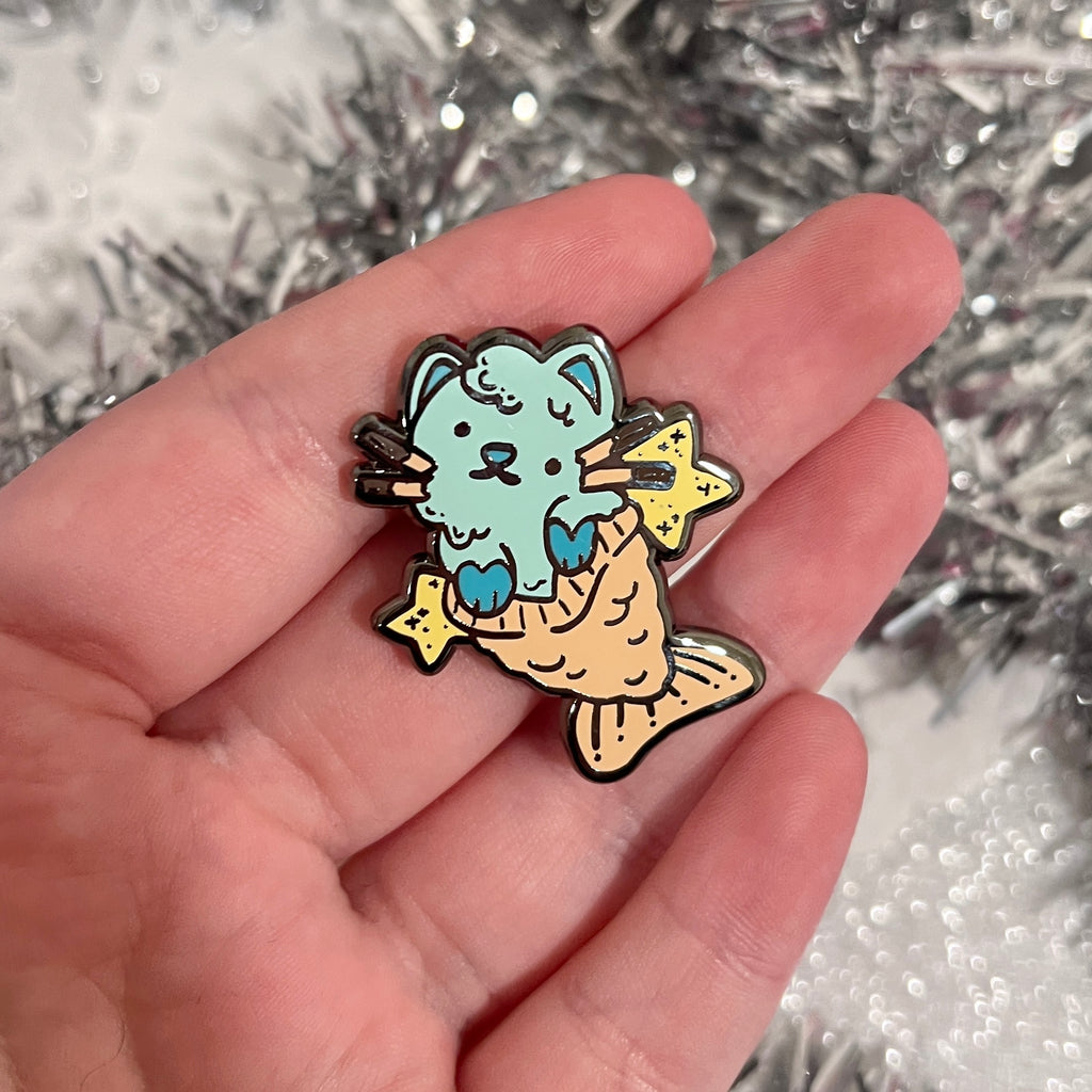 Boba Besties! ~ December Patreon Rewards 2023  Woolblossom Turquoise the Taiyaki Cat Pin  