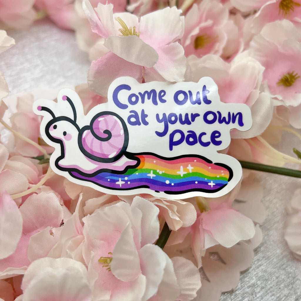 "Come Out at Your Own Pace" Snail Rainbow ~ Sticker Sticker Woolblossom   