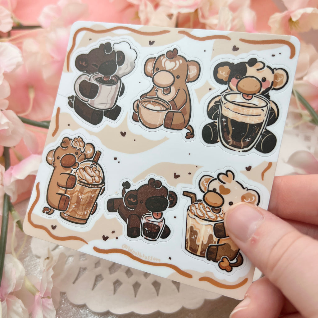 Coffee Cows ~ Sticker Sheet Sticker Sheet Woolblossom   