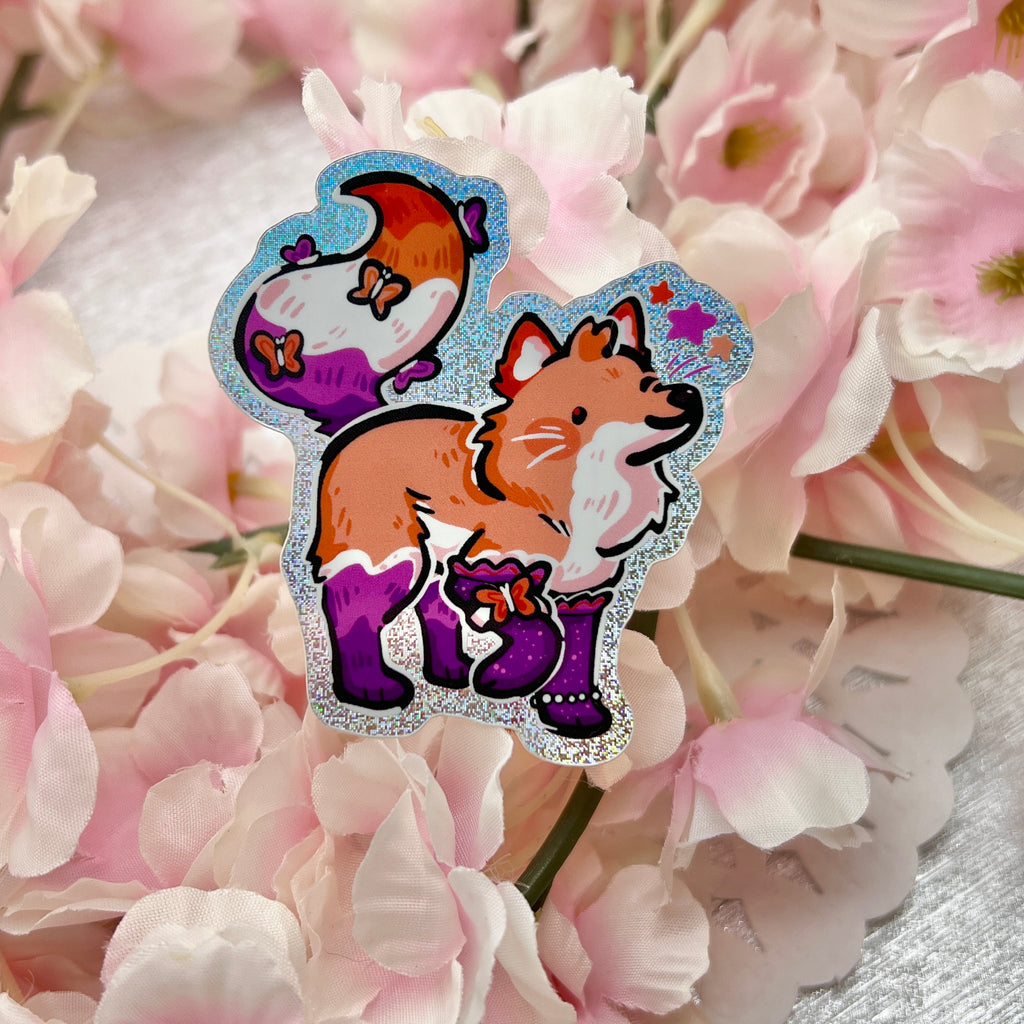 Lesbian Colored Fox ~ Pixie Dust Glitter Sticker Sticker Woolblossom   