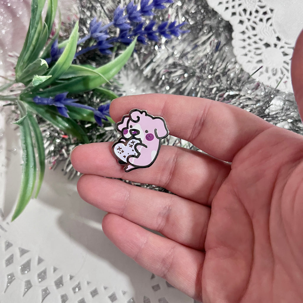 Pearl and Sky Hearts ~ Mini Enamel Pin Duo  Woolblossom   