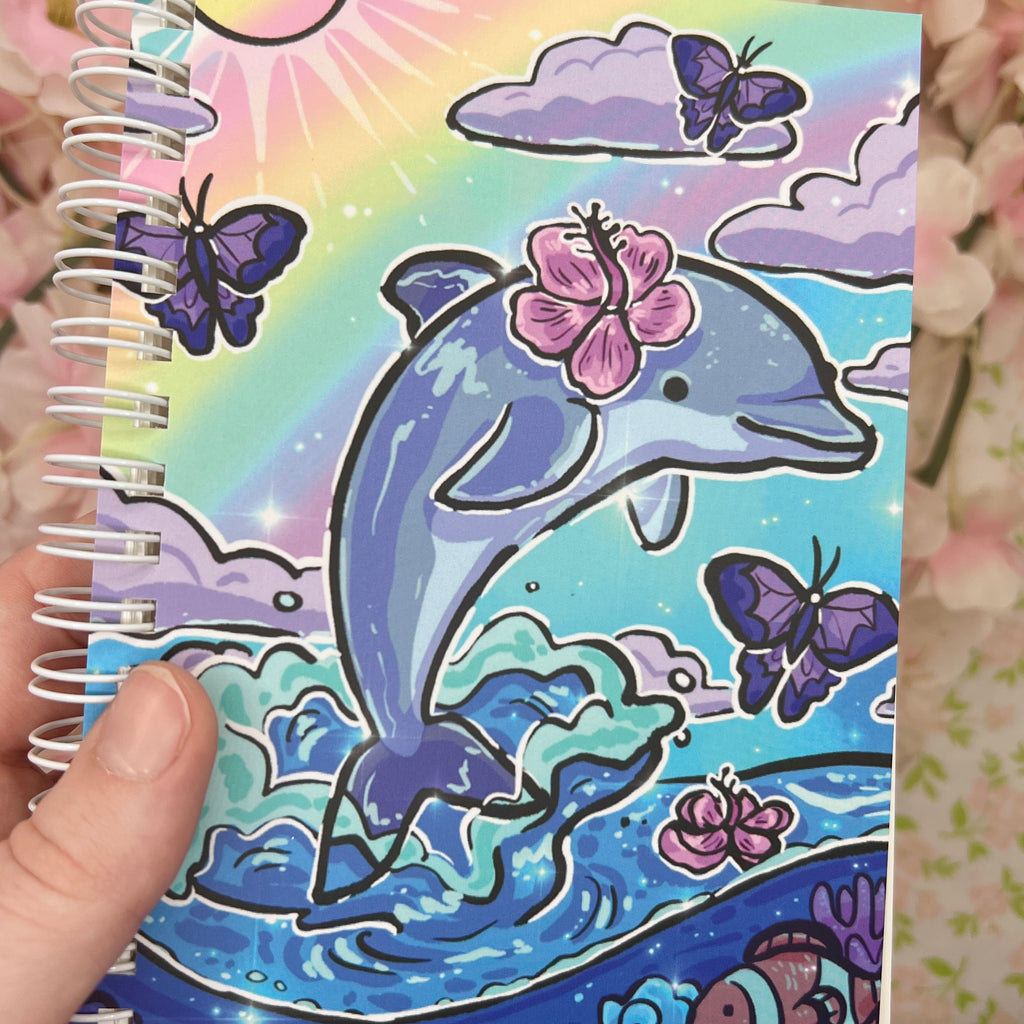 Rainbow Beach Dolphin ~ Mini Reusable Sticker Book  Woolblossom   