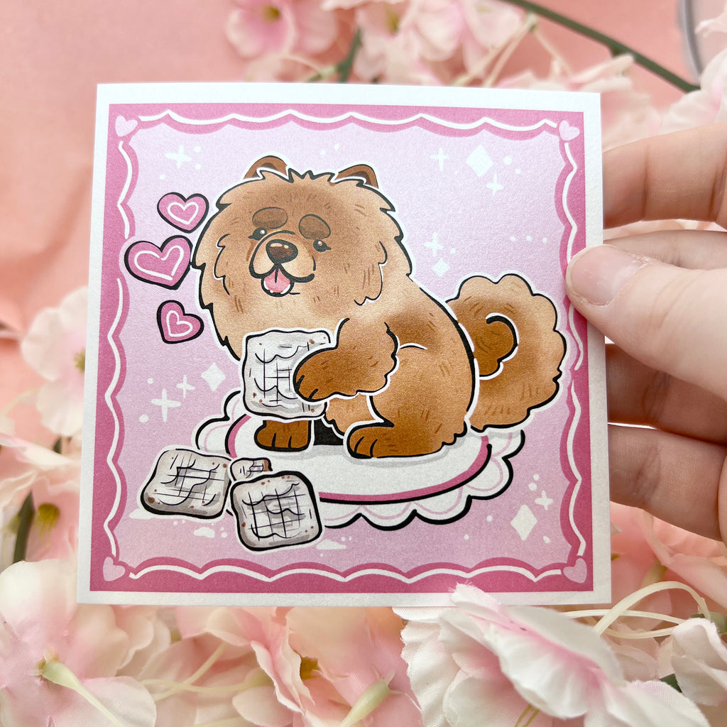 Chow Chow with Puppy Chow ~ Shimmer Print Print Woolblossom   