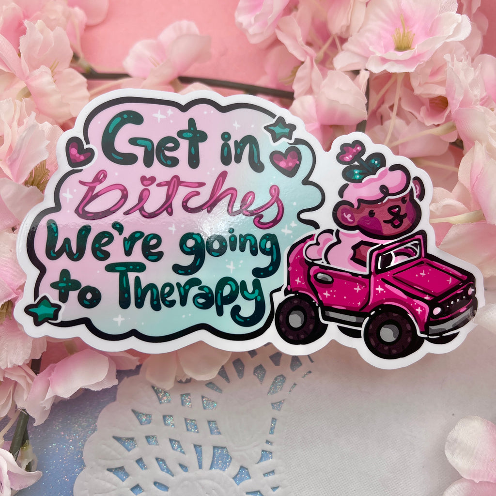 "Get in Bitches, We're Going to Therapy" Tulip ~ Bumper Sticker Bumper Sticker Woolblossom   