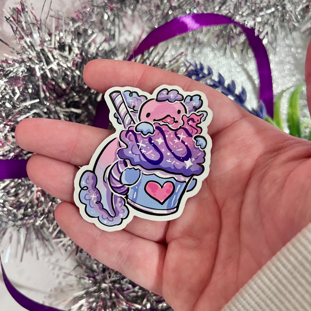 Cotton Candy Axolotl Treat ~ Sticker  Woolblossom   