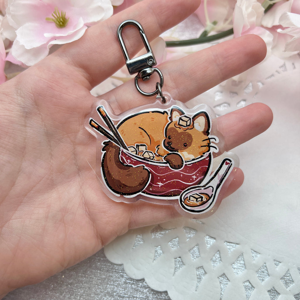 Soup Cats! ~ Acrylic Keychain Charms Keychains Woolblossom Miso Soup  