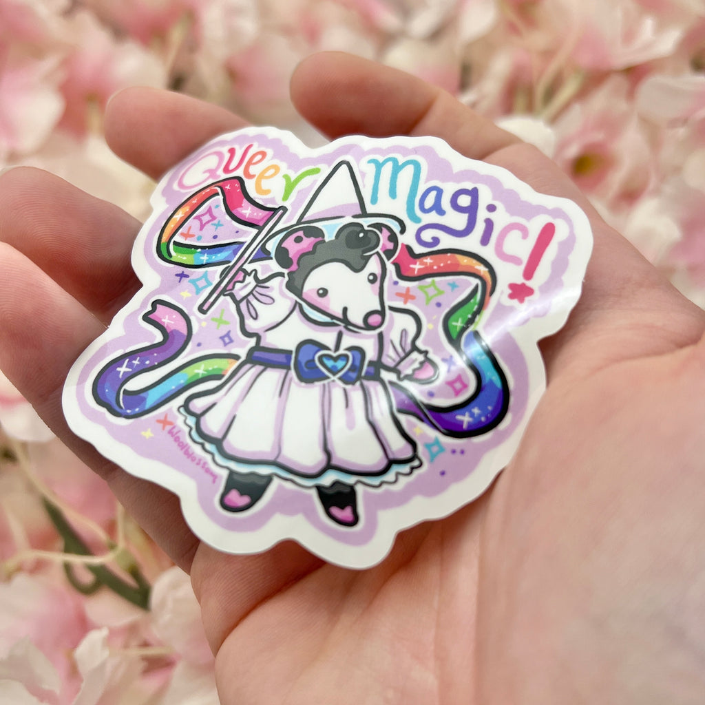 "Queer Magic!" Witch Opossum ~ Sticker Sticker Woolblossom   