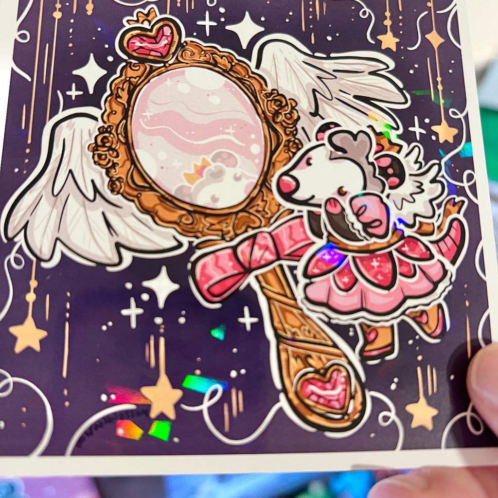 Magical Girl Mirror Opossum ~ Holo Print Print Woolblossom   