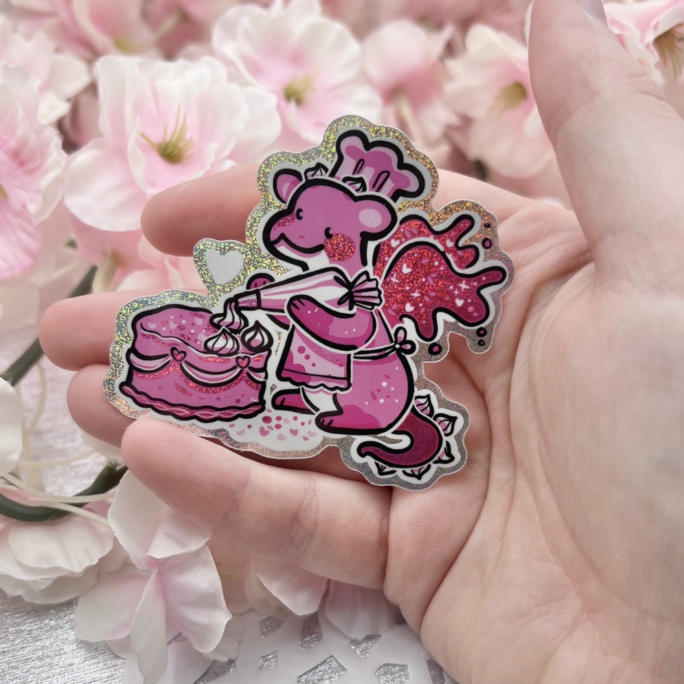 Cake Decorator Dragon ~ Pixie Dust Glitter Sticker  Woolblossom   