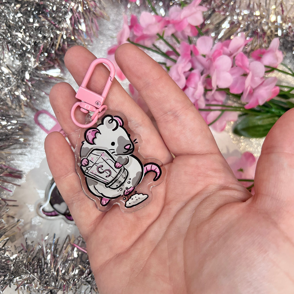 Salt & Pepper Rats! ~ Acrylic Charm Duo  Woolblossom   