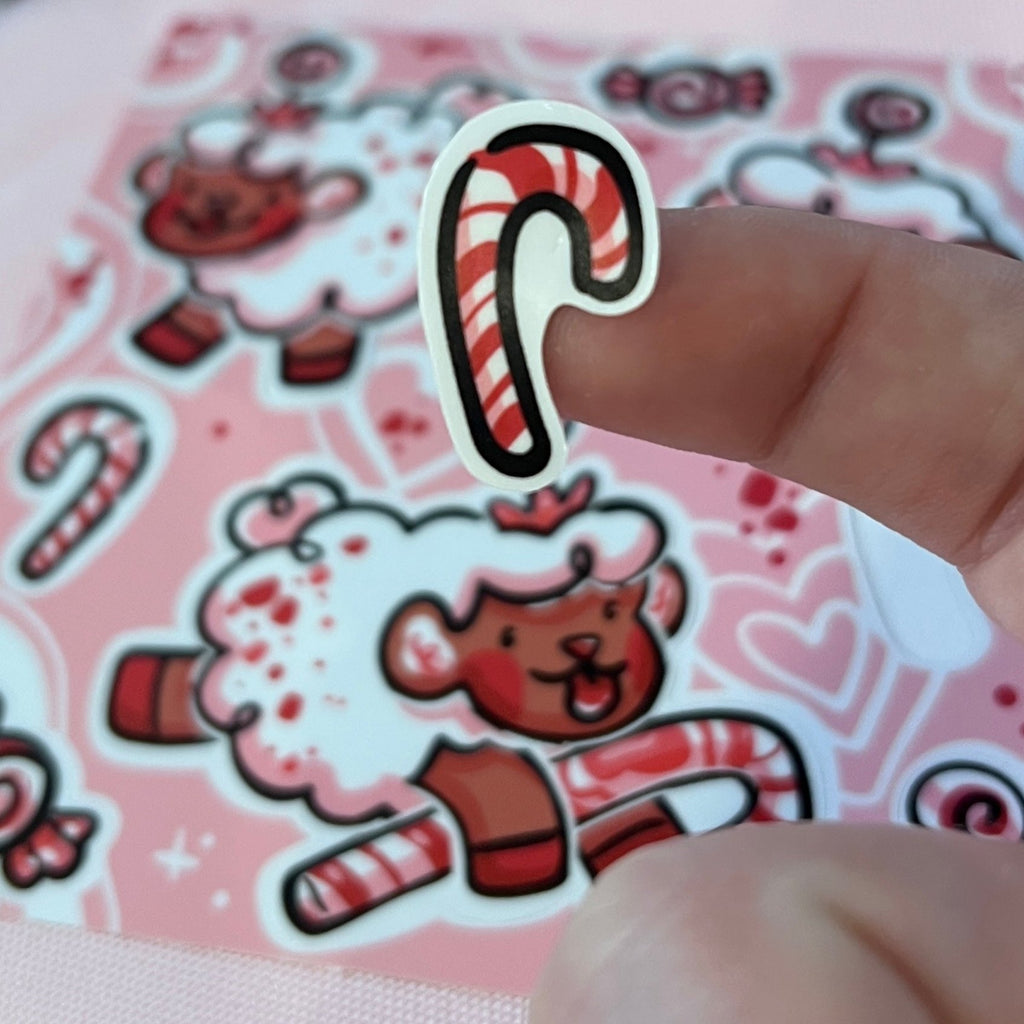 A sticker sheet of a peppermint themed sheep